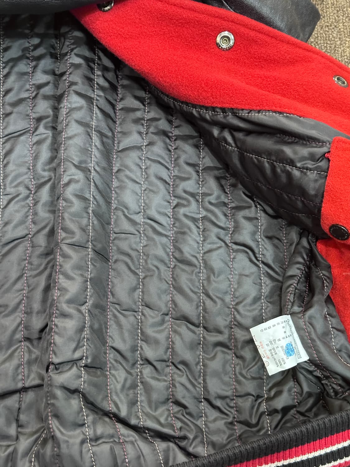 라코스테 레드 배색 양가죽 스타디움 자켓 상품이미지4