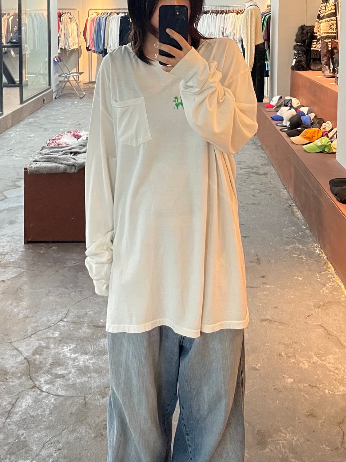 노아 원포켓 백프린팅 롱슬리브 H777 상품이미지1
