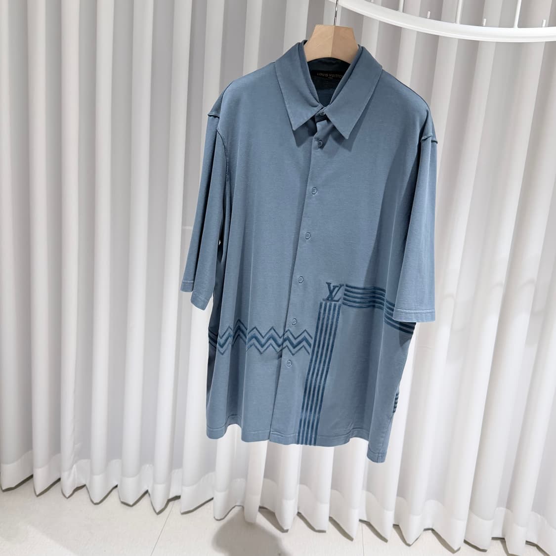 (A+/XXL) / 루이비통 카라코람 플록 프린트 저지 셔츠 블루 상품이미지2