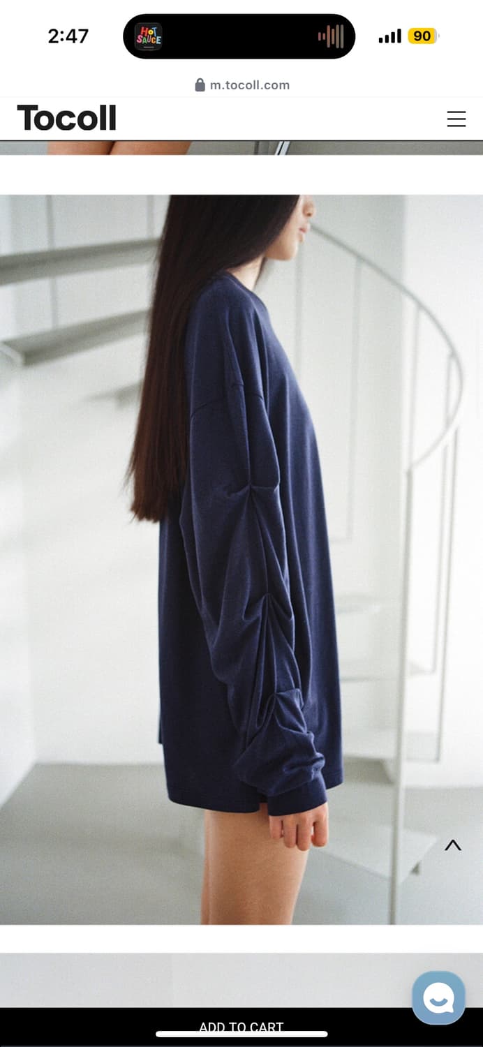 Tocoll tuck long sleeve top - navy (토콜) 상품이미지1