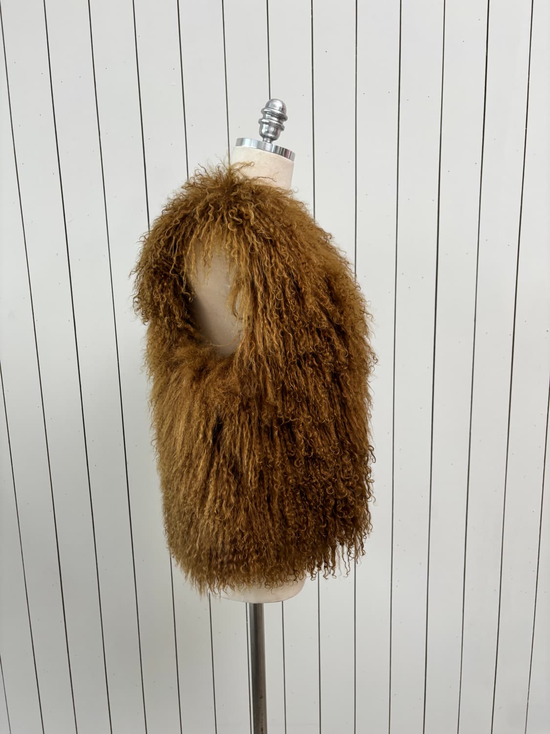 보헤미안 컬 브라운 양털 베스트 상품이미지5