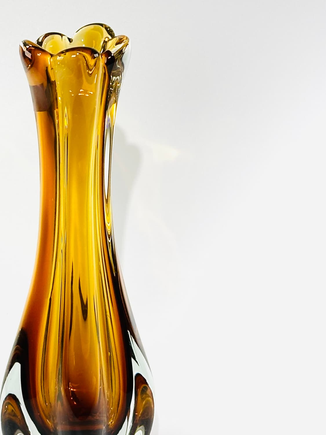 일본 빈티지 이와츠 아트글라스 앰버 화병 상품이미지3