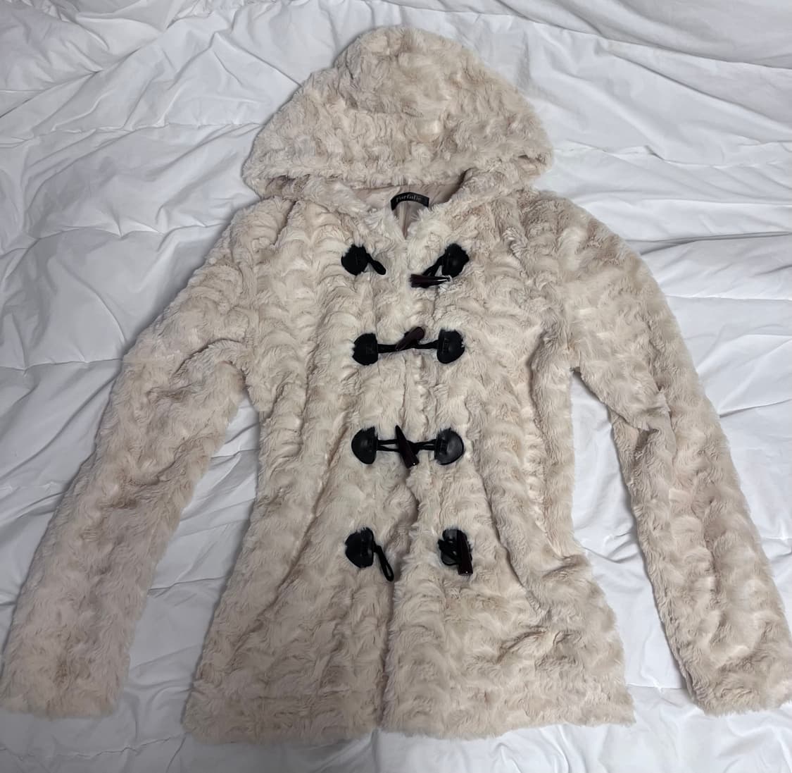 일본 빈티지 퍼 아이보리 떡코  상품이미지1