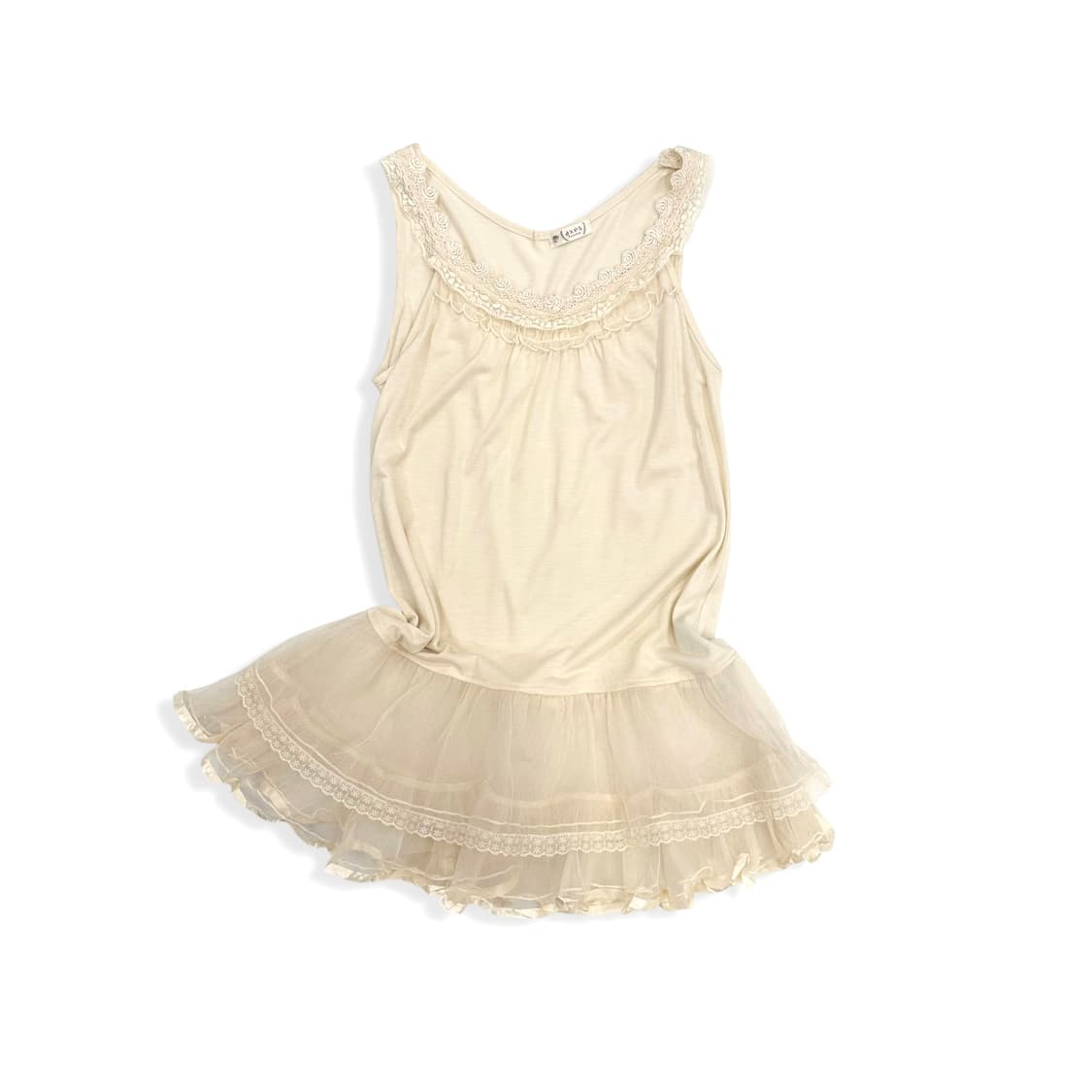 Flower Neck Beige Ballet longTop 상품이미지1