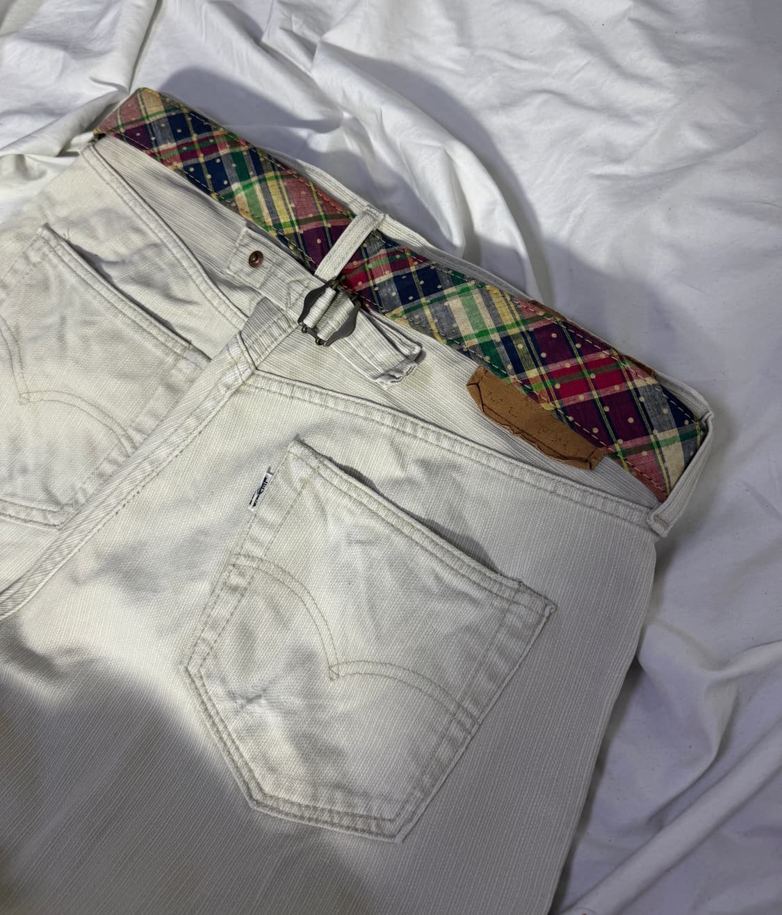 빈티지 도트 체크 패턴 벨트 상품이미지2