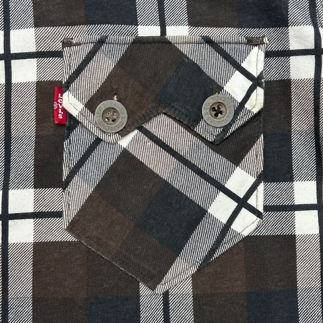 리바이스 브라운 투톤 체크 플란넬 투포켓 셔츠 L 상품이미지3