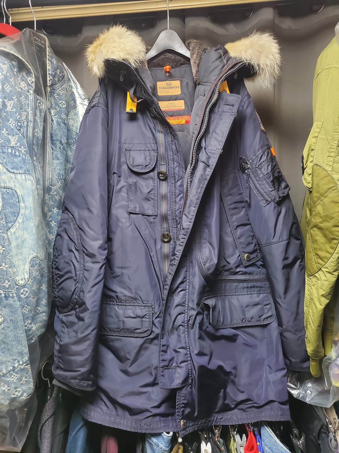 파라점퍼스 패딩 점퍼 네이비 퍼 후드 3xl(착샷o) 상품이미지1