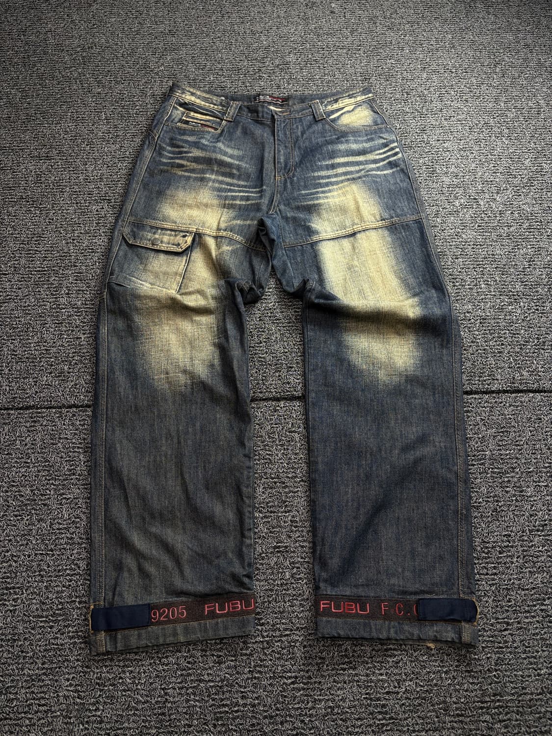 00s 후부 y2k 디테일 데저트 워싱 와이드핏 데님 팬츠 1658 상품이미지2