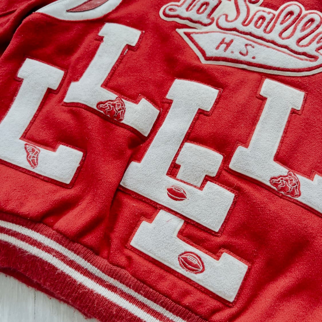 80's OG DeLong 바시티 자켓 스타디움 레더 자켓 XL 상품이미지7