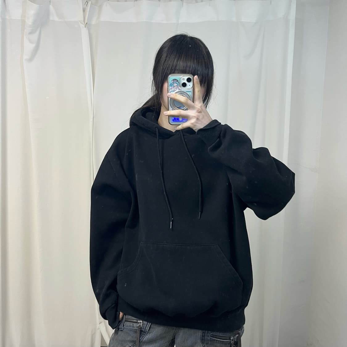 Brown Breath black hoodie 상품이미지1