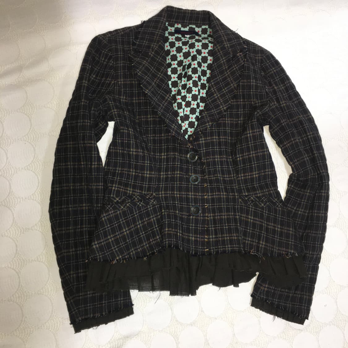 Kenzo 올풀린 밑단 체크 자켓 상품이미지2