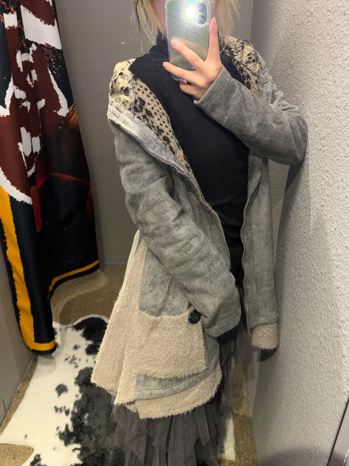 빈티지 레오파드 스웨이드 코트 상품이미지4