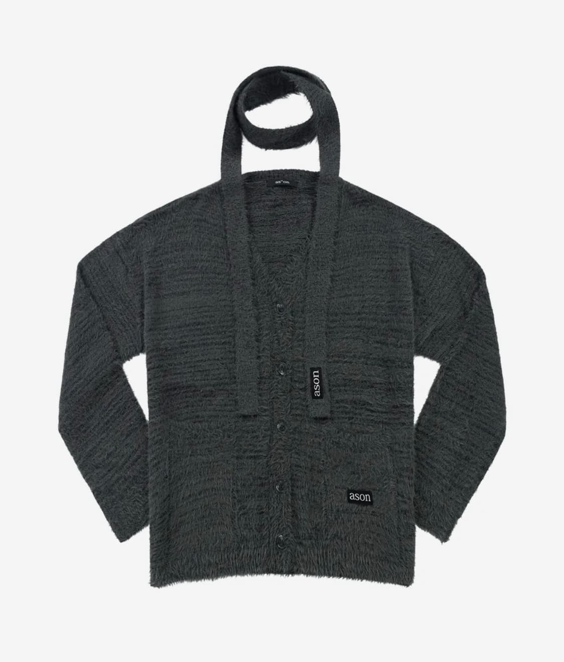 애즈온 타이 가디건 LUCA TIE CARDIGAN / CHARCOAL 상품이미지1