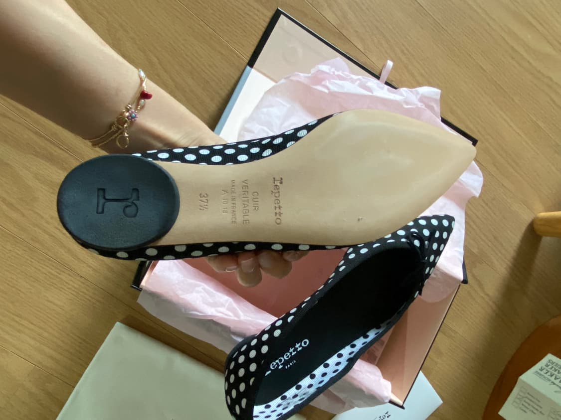 레페토 브리짓 블랙 화이트 도트 37.5사이즈 정품 새상품 상품이미지2