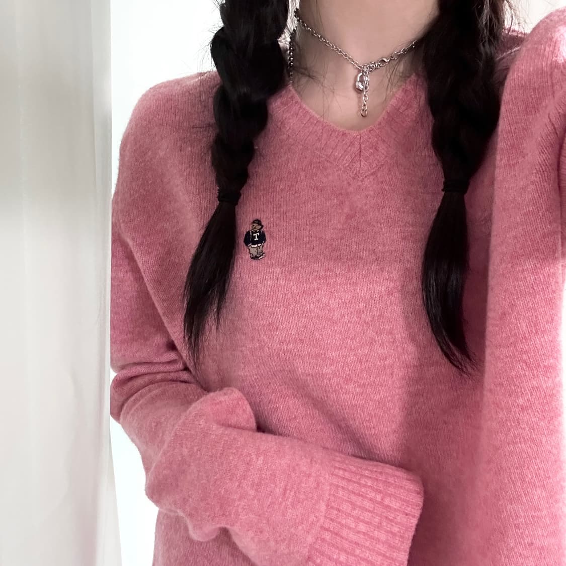 티니위니 핑크 브이넥 니트 상품이미지2