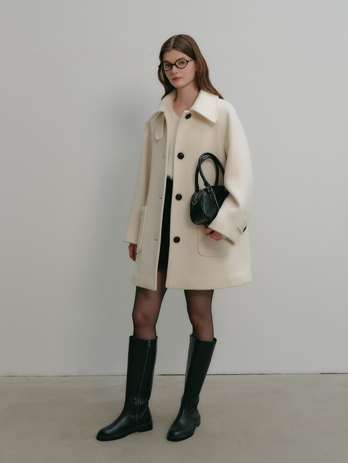 룩캐스트 마리 하프 울코트 아이보리 상품이미지2