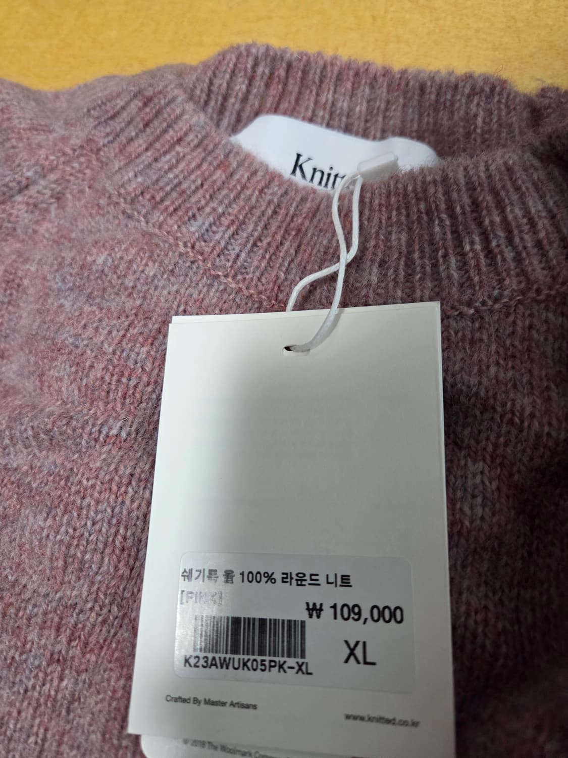 니티드 캐시미어 100% 라운드 니트 핑크 XL 상품이미지2