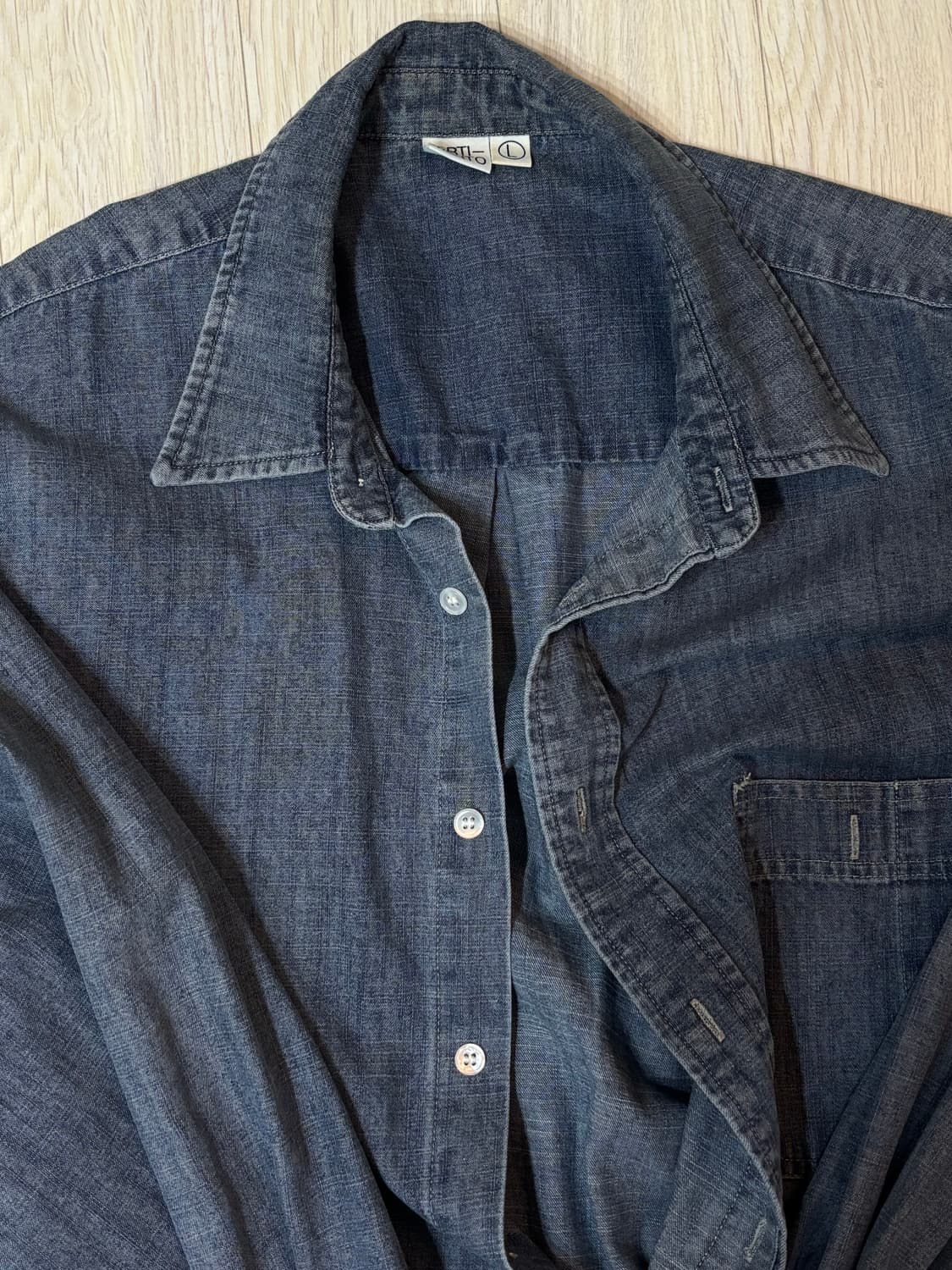 파르티멘토 오버사이즈 스톤 워싱 데님 셔츠 블루 L 상품이미지3