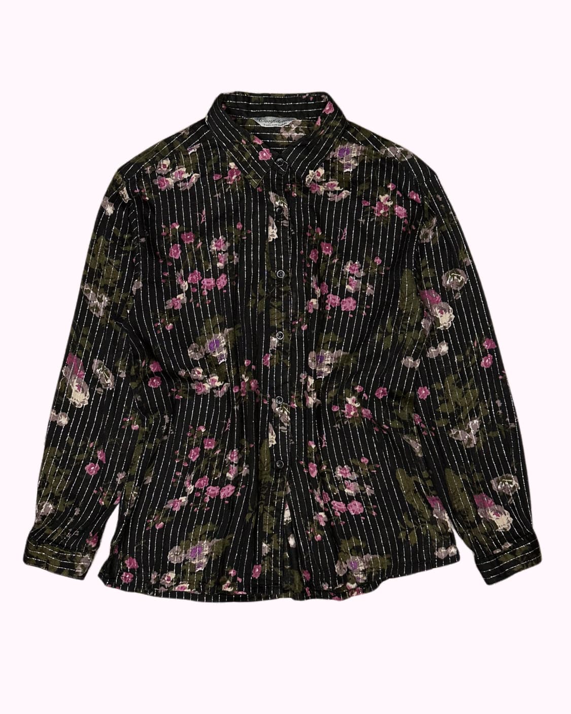 gliter stripe flower shirt 상품이미지1