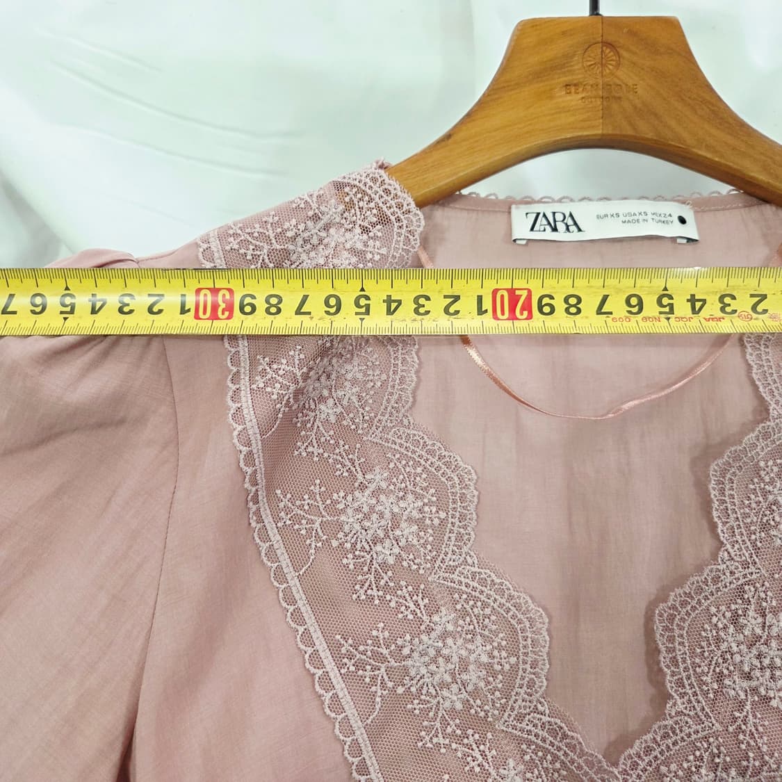 [ZARA] 자라 핑크 레이스 자수 퍼프 블라우스 여성 XS 상품이미지5