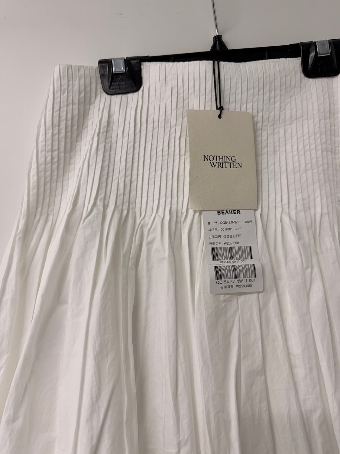 낫띵리튼 BEAKER 플리츠 스커트 화이트 새상품 상품이미지2
