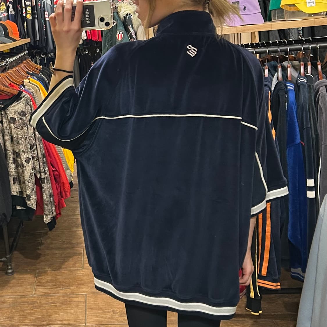 [HI] 로카웨어 벨벳 반팔 집업 네이비  상품이미지5