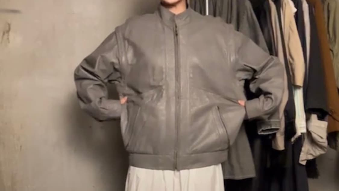 그레이 레더 자켓(착샷있음) 상품이미지9