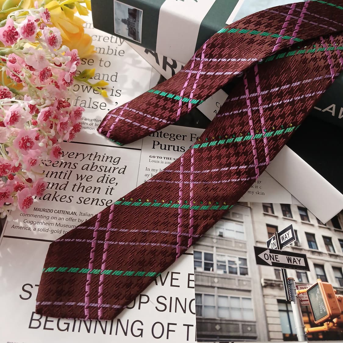 밀라숀 실크 브라운 체크 패턴 넥타이 6.7cm A+등급 E836
 상품이미지4