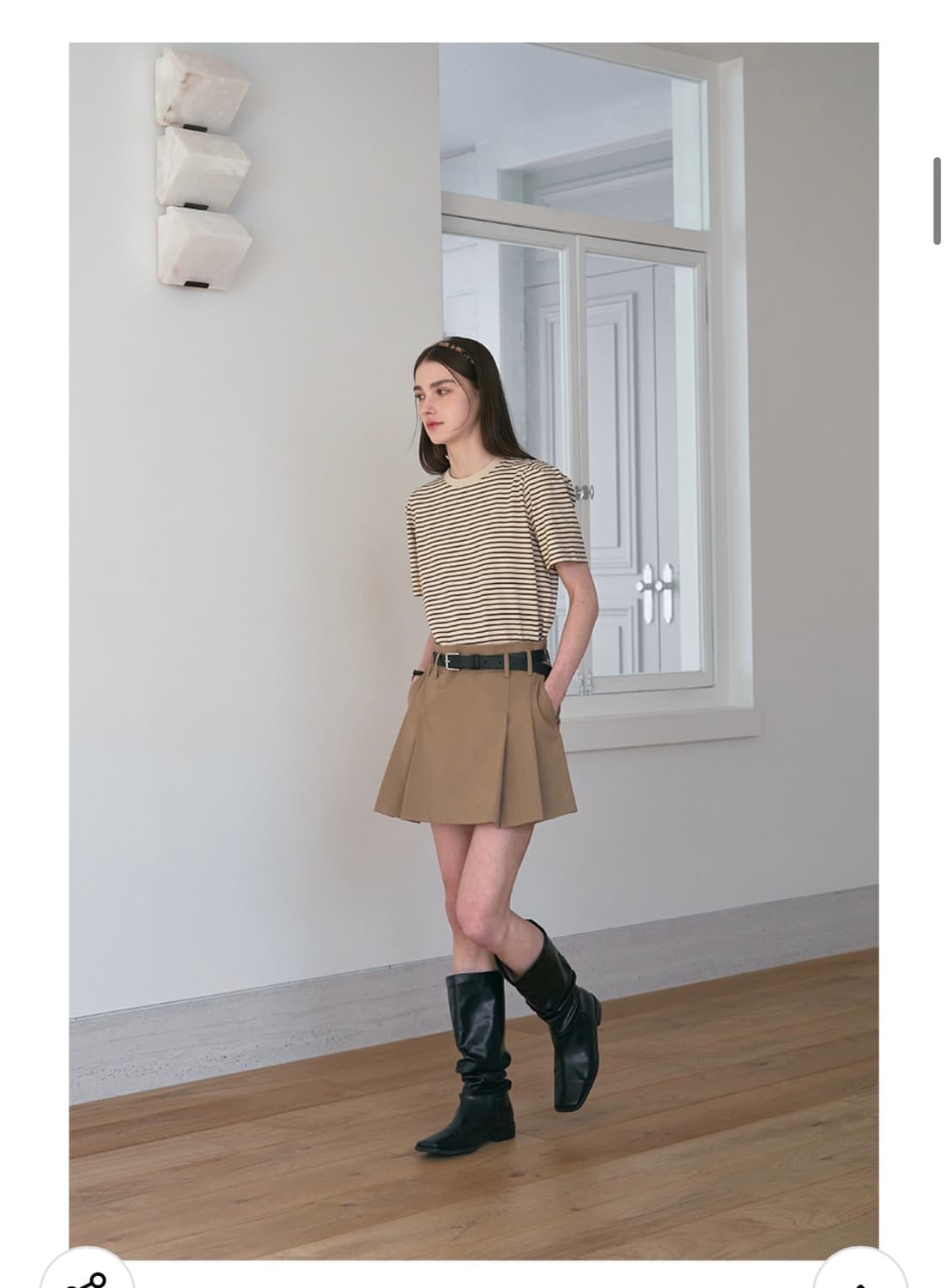 (S) 드로우핏 우먼 스트라이프 퍼프 반팔 티셔츠 [BEIGE] 상품이미지5