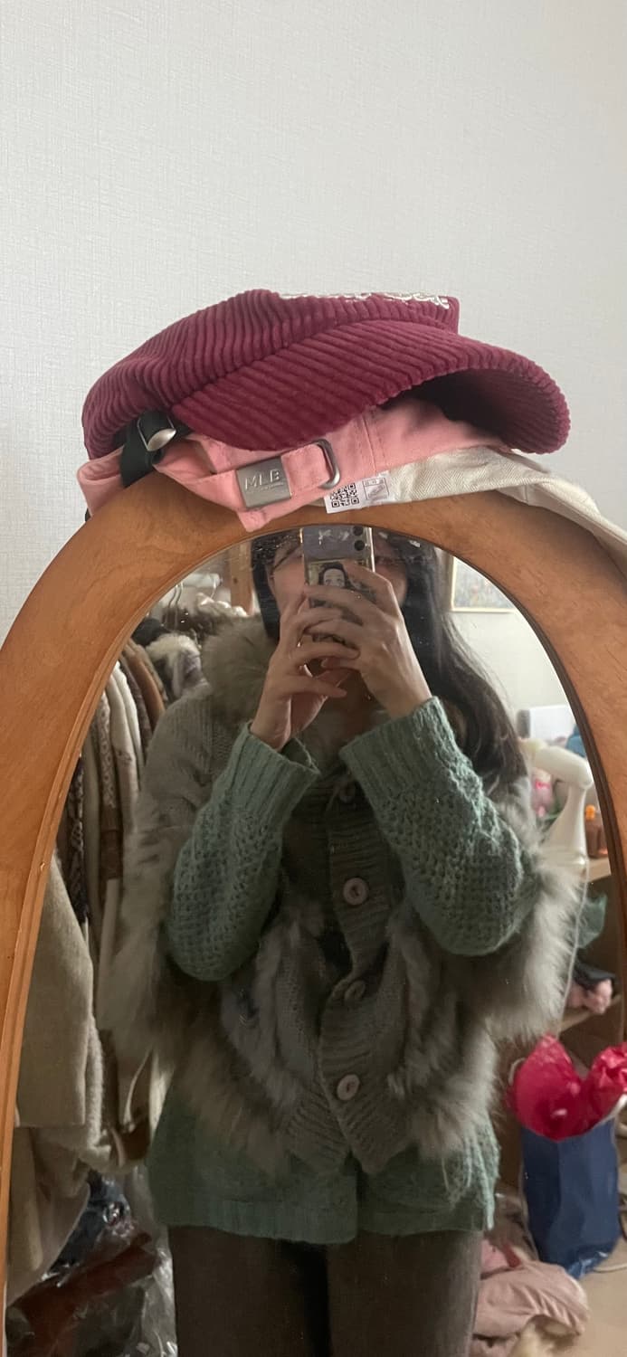 모리걸 빈티지 라쿤 래빗퍼 그레이 후드 케이프🩶❄️ 상품이미지6