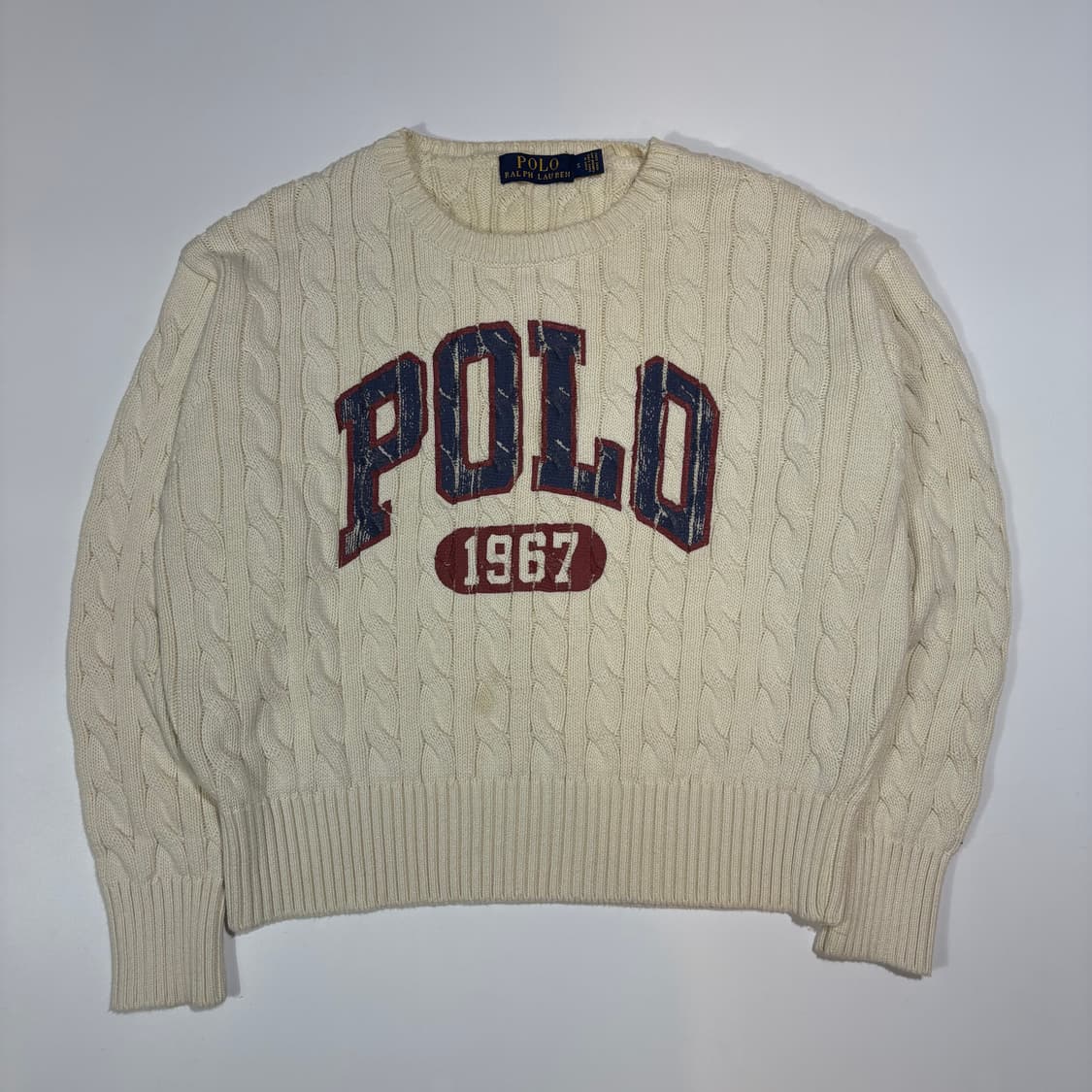 폴로 랄프로렌 아이보리 로고 케이블 니트 상품이미지1