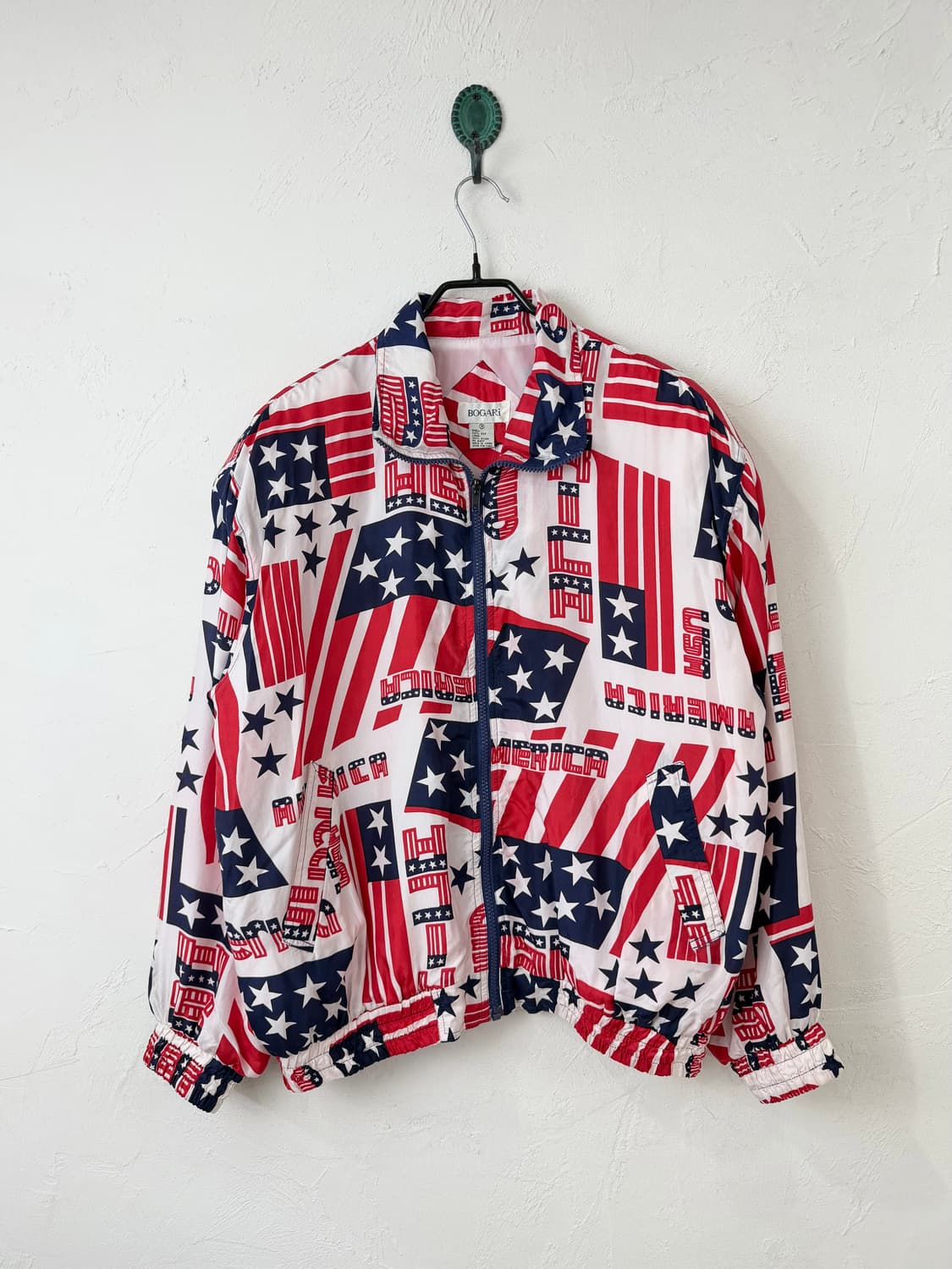 90s 빈티지 아메리칸 플래그 실크 블루종 상품이미지1