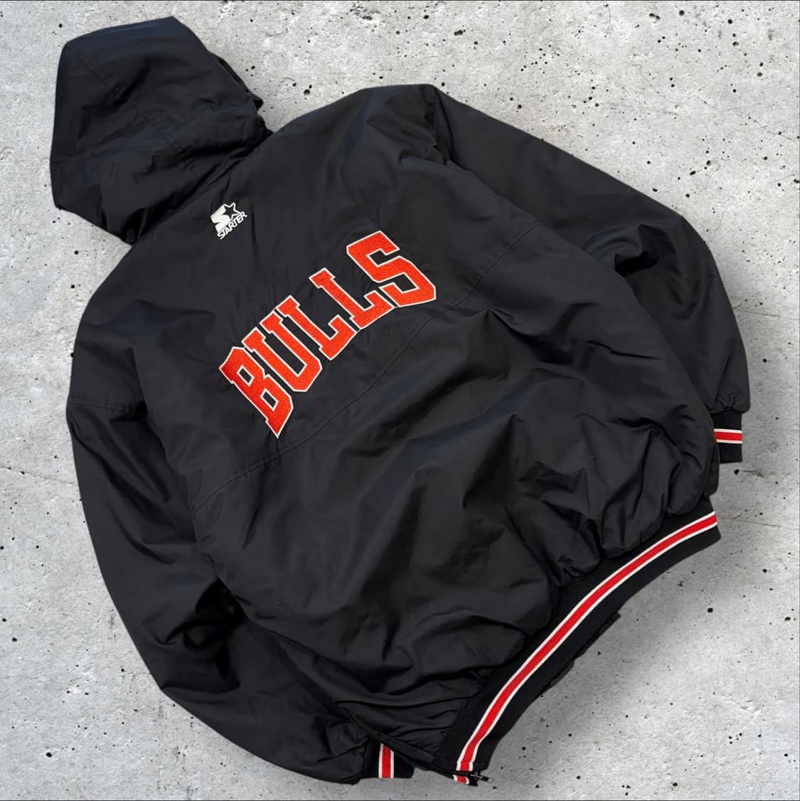 [L] 올드 스타터 NBA 시카고 불스 후드 자켓 블랙 B393 상품이미지2