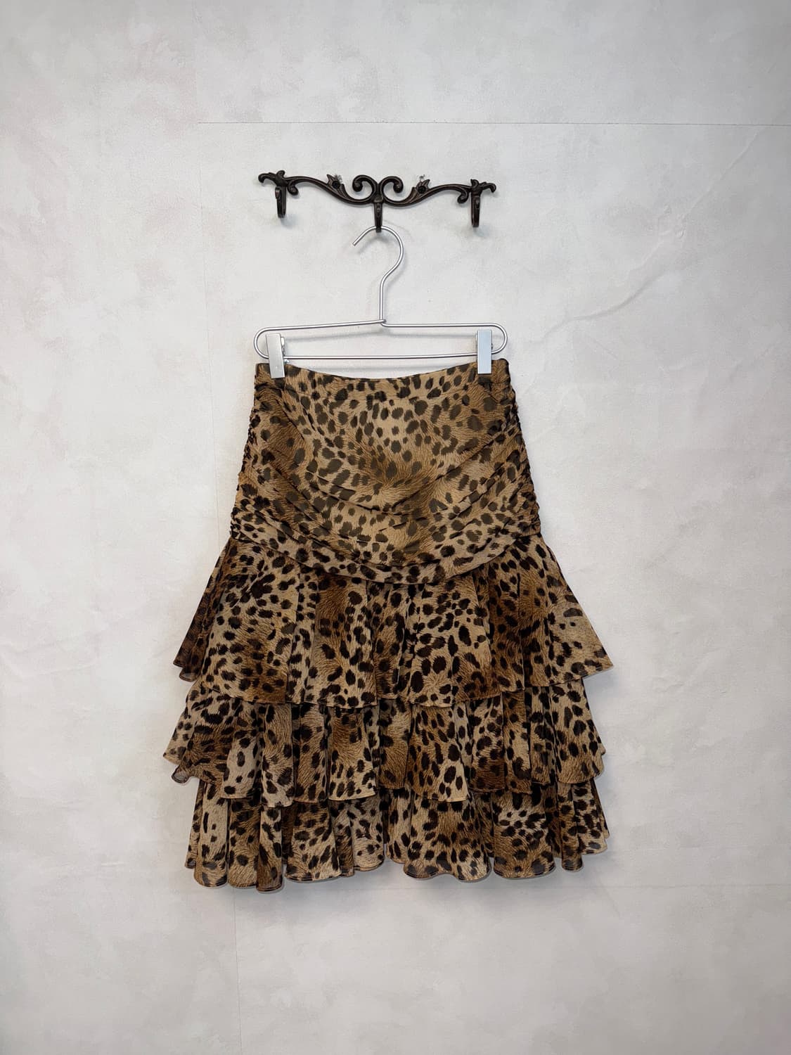 Brown leopard shirring cancan skirt/ops 상품이미지3