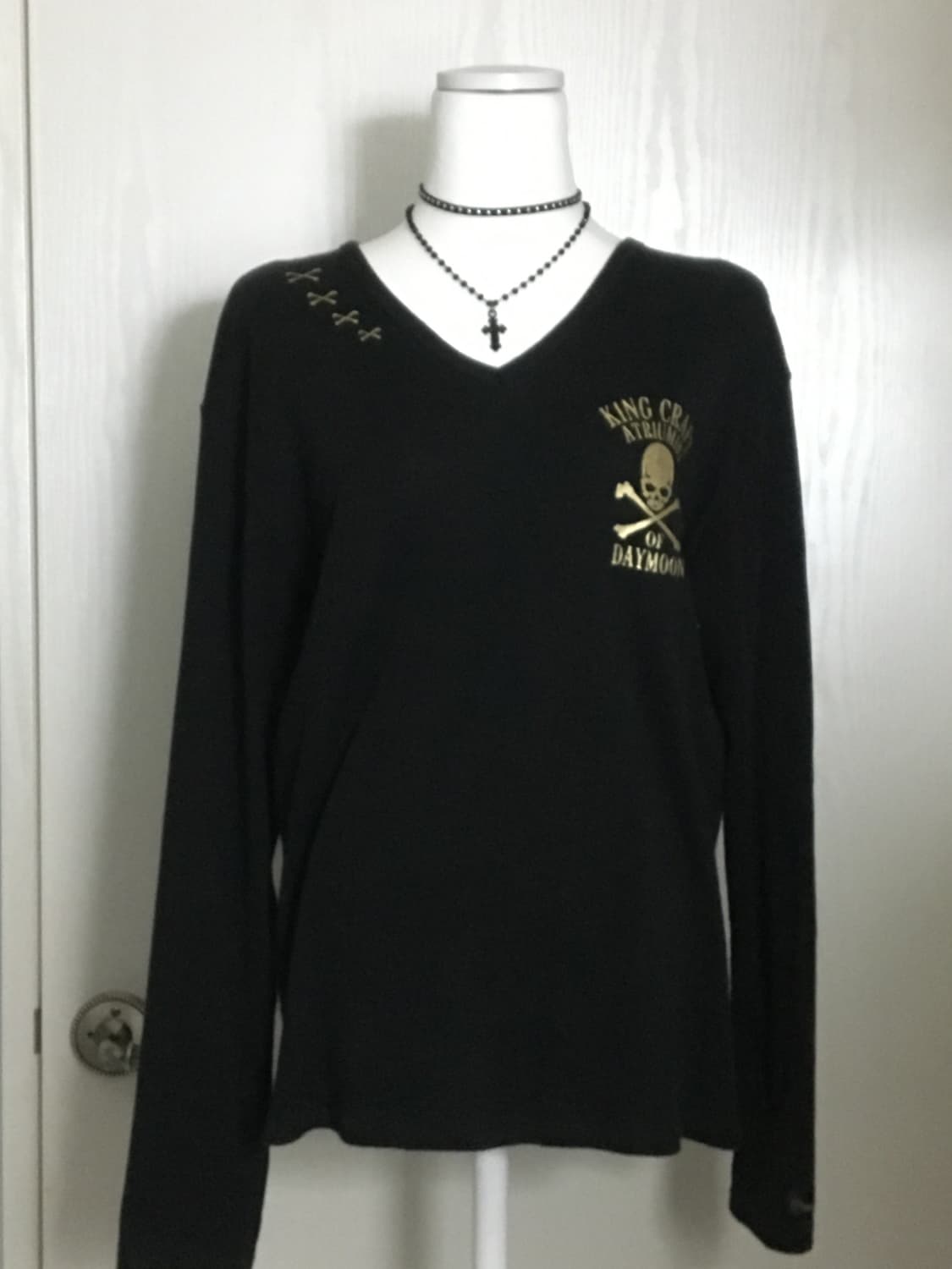 KINGCRAFT 펑크 해골 큐빅 롱슬리브 티셔츠 상품이미지1