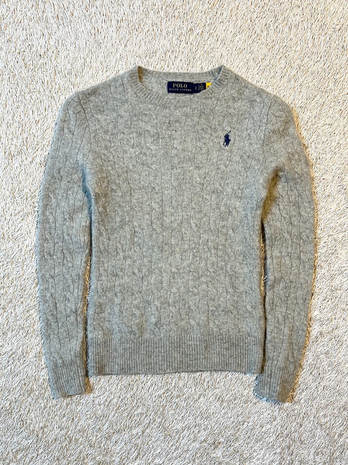 폴로 랄프로렌 신형 QR 레드포니 케이블 울 캐시미어 니트 그레이 상품이미지1