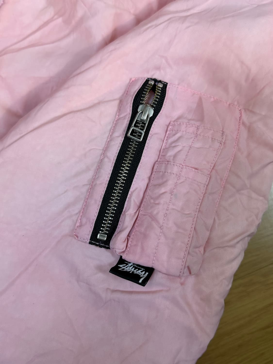 스투시 다이드 나일론 봄버 핑크 L 상품이미지5