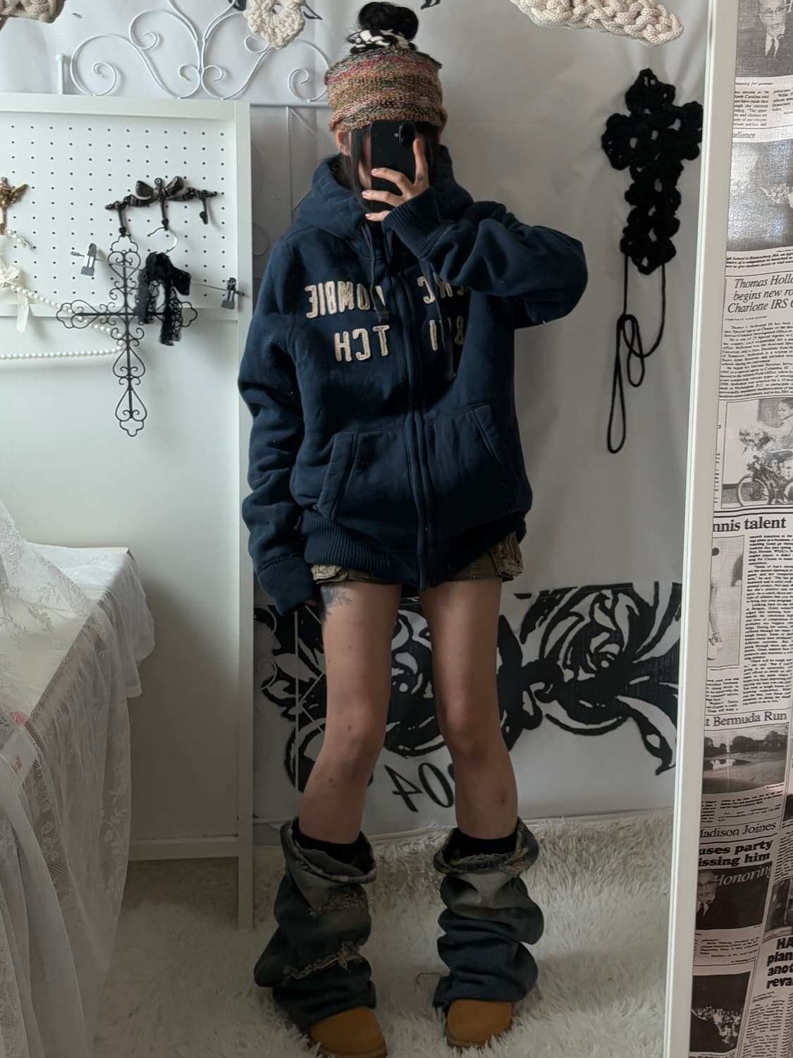 • Abercrombie Navy Wolf fur Hoodie zip-u 상품이미지6