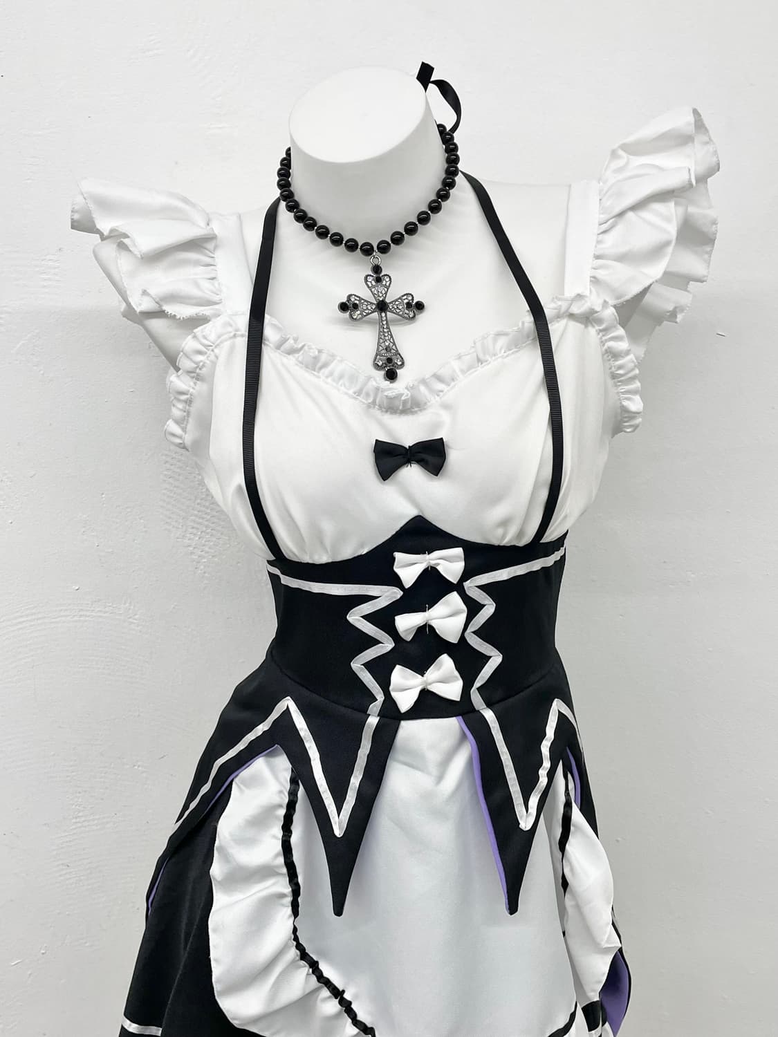 지뢰계 메이드 리본 원피스 상품이미지2