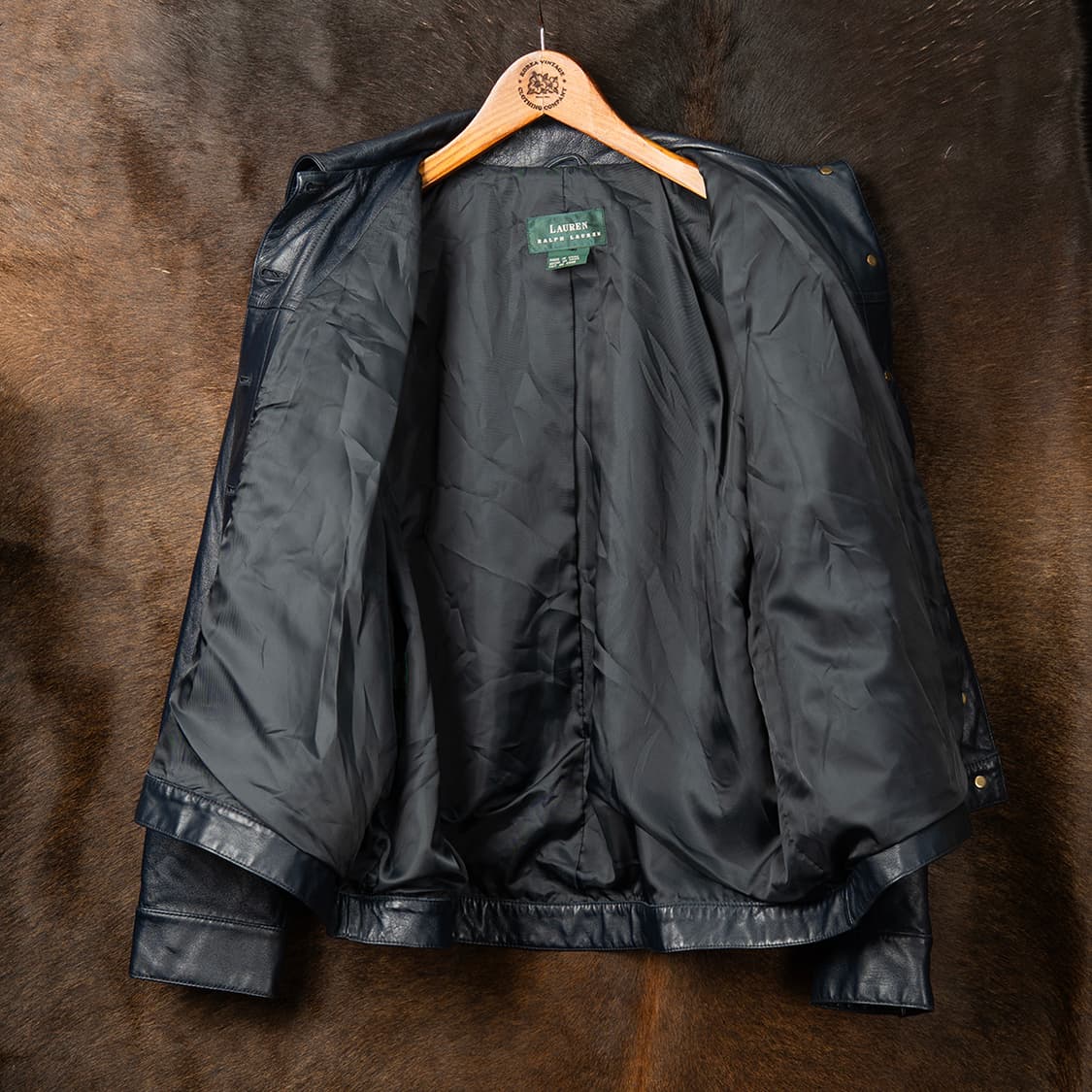 [100] 00s 로렌 랄프로렌 램스킨 레더 트러커 자켓 네이비  상품이미지3