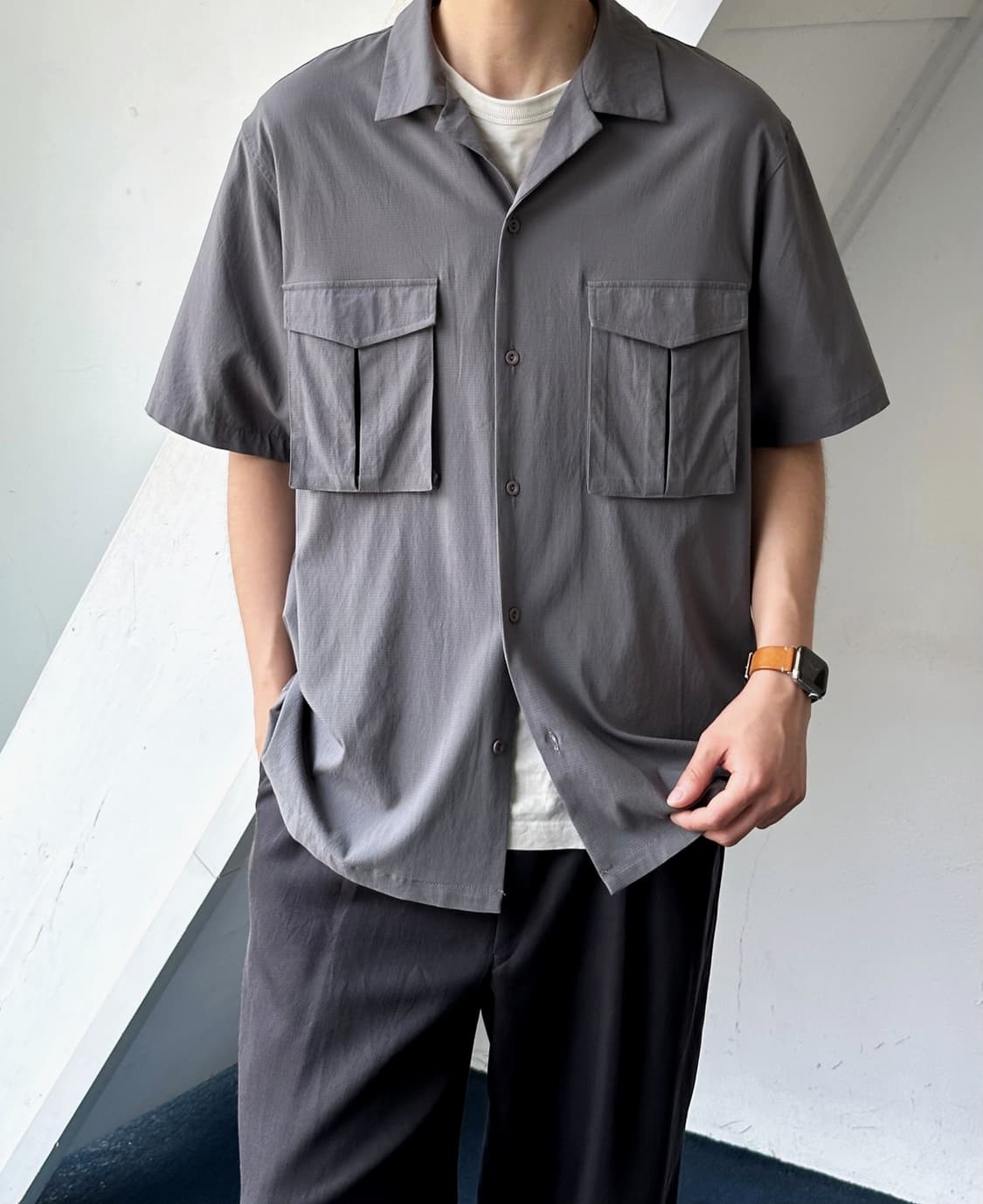 Rayon nylon blend stretched mil shirt 상품이미지8