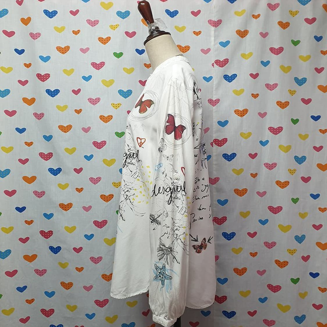 데시구알 롤업 레이스자수 버터플라이 나비 꽃무늬 플라워패턴 셔츠 블라우스 상품이미지9