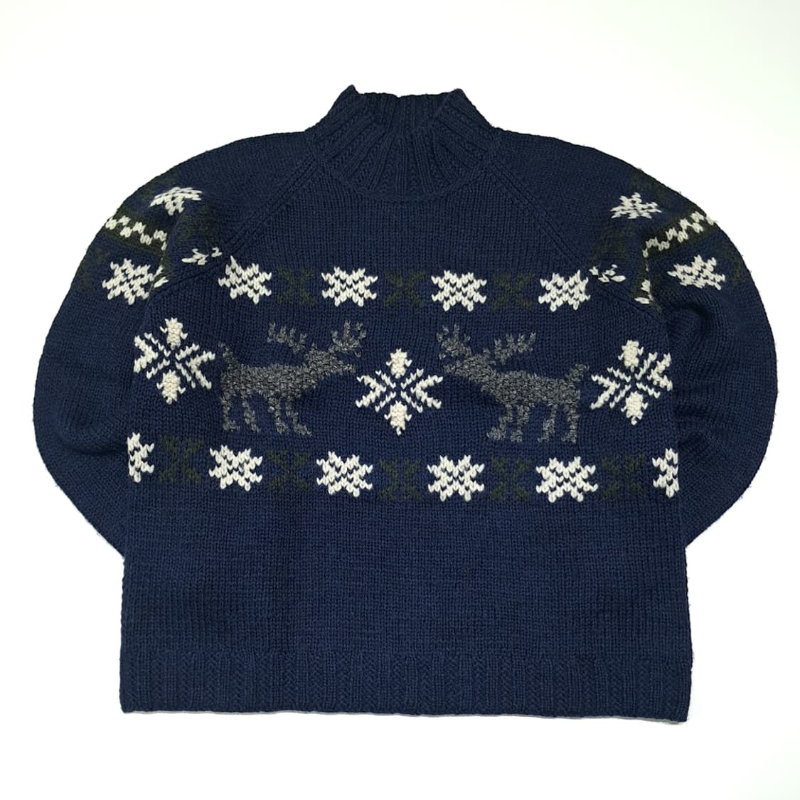 CL068 M 엘엘빈 90s 노르딕 패턴 울 실크 혼방 터틀넥 니트 상품이미지1