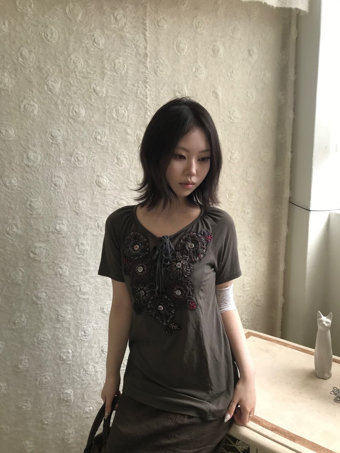 Hiroko Bis 플라워 아플리케 탑 상품이미지4
