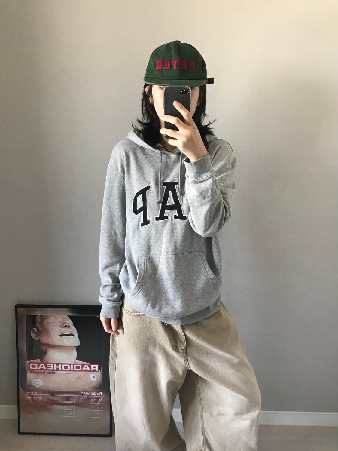 갭 GAP 빅로고 그레이 후드티 상품이미지1