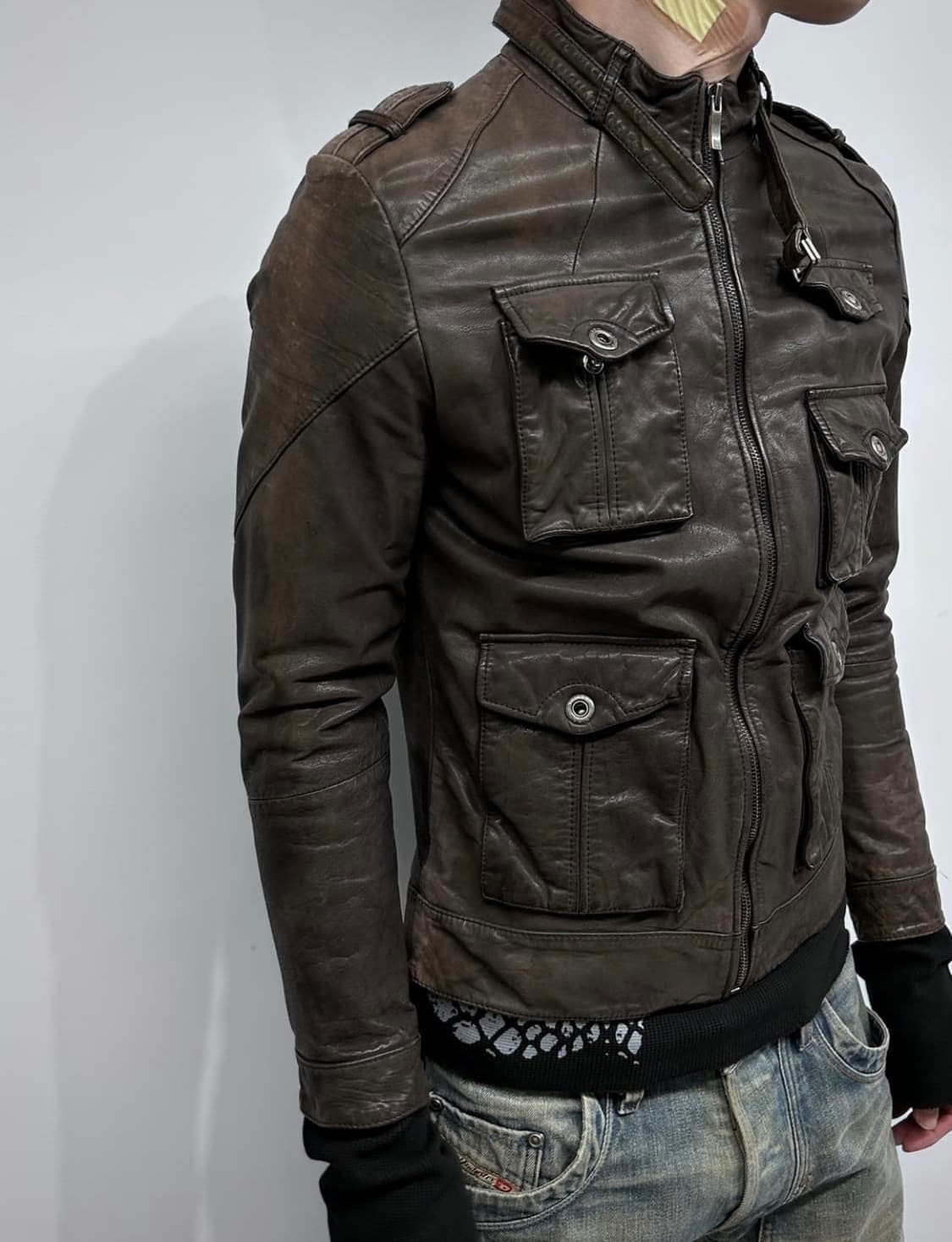 카프스킨 멀티포켓 레더자켓 상품이미지1