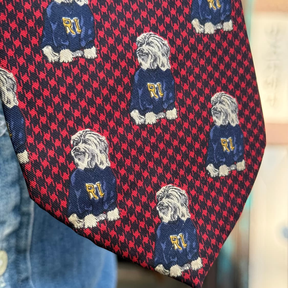 90's 폴로 랄프로렌 도그 패턴 실크 타이 상품이미지9
