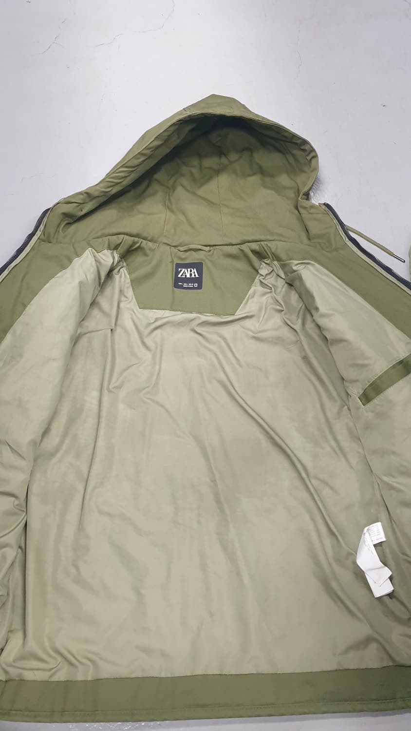 자라 후드 퀼팅 자켓 L 카키 상품이미지4