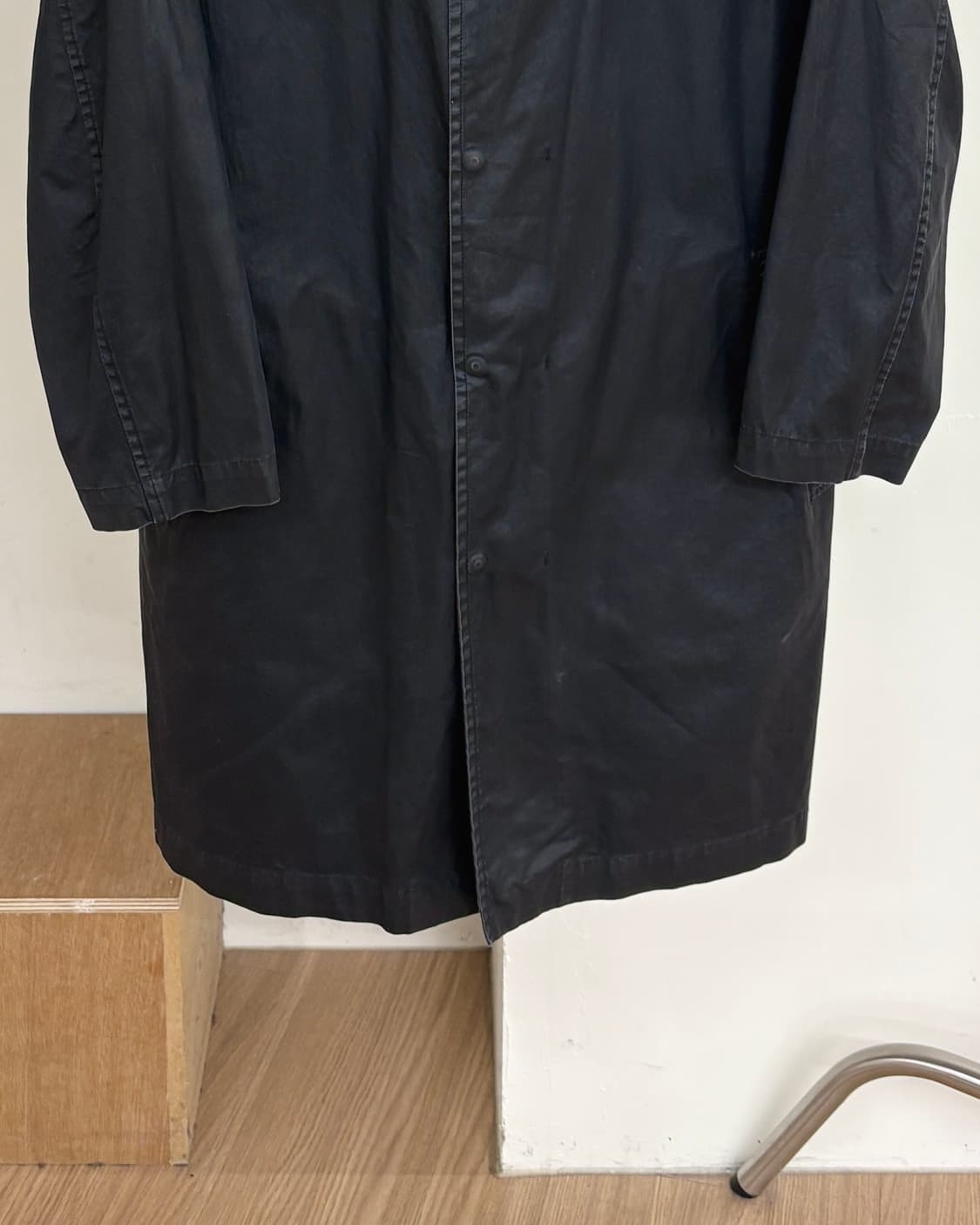 질샌더 블랙 코튼 스냅버튼 롱 자켓 상품이미지5