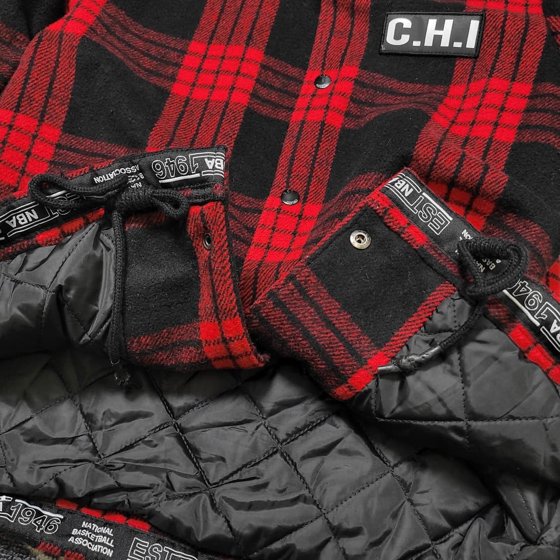 NBA 엔비에이 시카고불스 체크 누빔 점퍼 자켓 상품이미지5